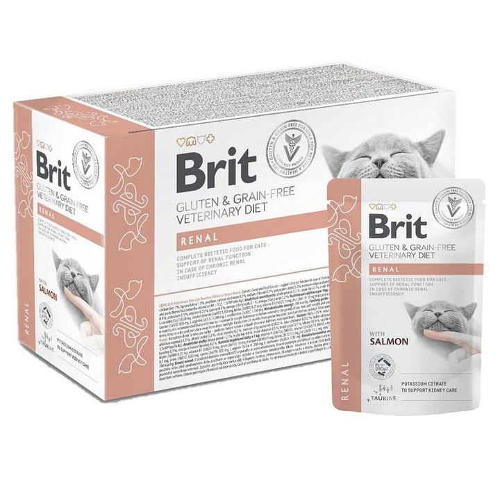 BRIT VD Renal Cat Pouch Box - drėgnas pašaras katėms - 12x85g
