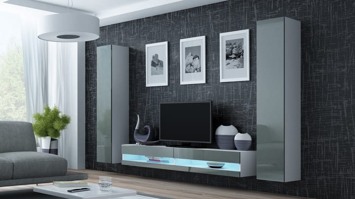 Cama VIGO NEW4 BI/SZ svetainės sekcija Spinta daiktams ir garso / vaizdo technikai laikyti