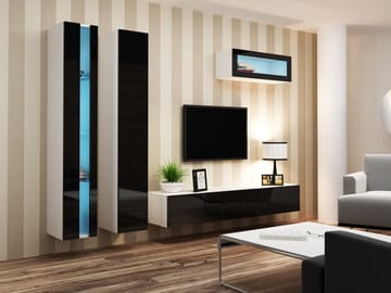Cama VIGO NEW2 BI/CZ svetainės sekcija Spinta daiktams ir garso / vaizdo technikai laikyti