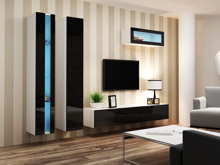 Cama VIGO NEW2 BI/CZ svetainės sekcija Spinta daiktams ir garso / vaizdo technikai laikyti