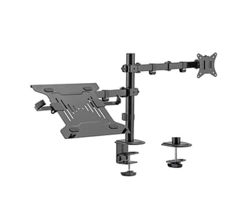 Gembird MA-DA-03 Reguliuojamas stalo laikiklis su monitoriaus svirtimi ir nešiojamojo kompiuterio dėklu (sukti, pakreipti, pasukti), 17"-32", iki 9 kg