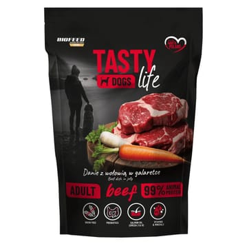 BIOFEED Tasty Dogs Life Beef - drėgnas ėdalas šunims - 500g