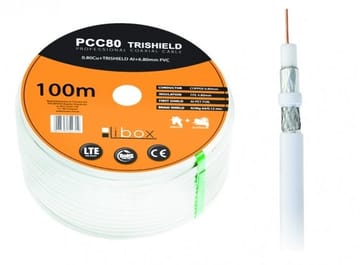 Libox Kabel koncentryczny PCC80 100m bendraašis kabelis RG-6/U Balta