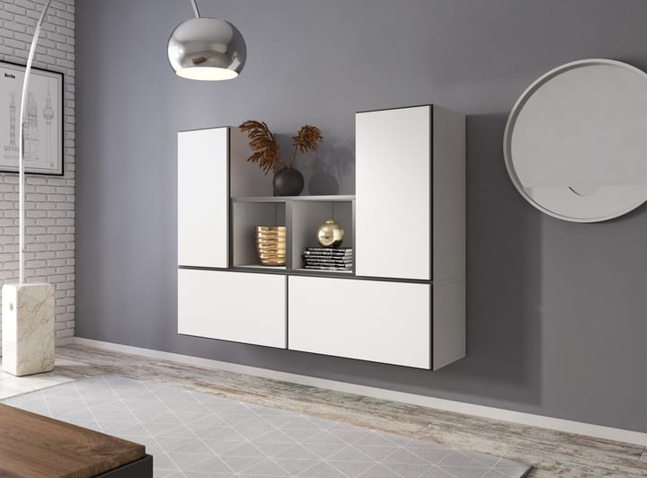 Cama ROCO18 BI/CZ/BI svetainės sekcija Spinta daiktams ir garso / vaizdo technikai laikyti