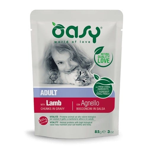 OASY Chunks in gravy Lamb - šlapias kačių maistas - 85g