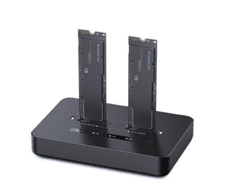 Gembird DD2-U3M2 darbalaukio dviejų diskų USB Type-C M.2 NVME (ir SATA) SSD prijungimo stotelė, juoda