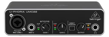 Behringer UMC22 papildoma muzikos įranga Koncertas / studijos įrašas Pradinis stiprintuvas