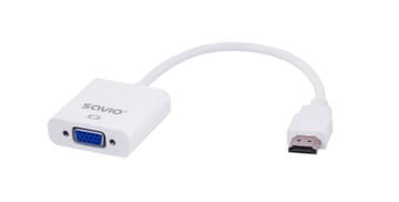Savio CL-27B vaizdo kabelio adapteris 0,1 m HDMI A tipo (standartinis) VGA (D-Sub) Balta