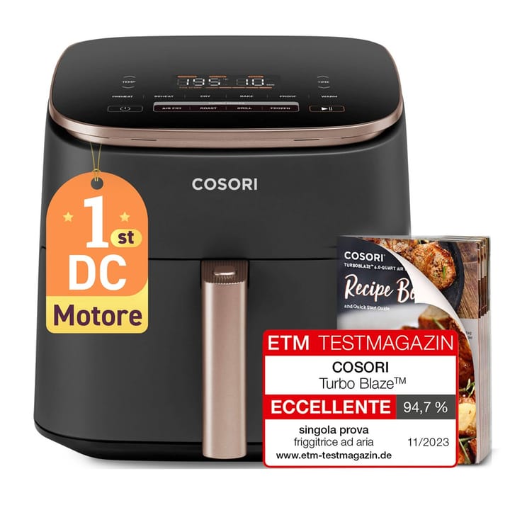 Cosori Turbo Blaze Chef Edition Vienas 6 L Autonominės 1725 W Karšto oro gruzdintuvė Juoda, Rausvai auksinė