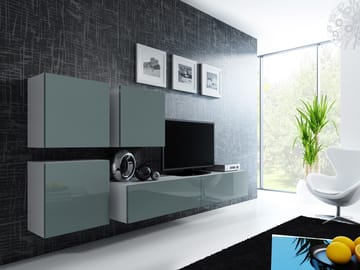 Cama VIGO 23 BI/SZ svetainės sekcija Spinta daiktams ir garso / vaizdo technikai laikyti