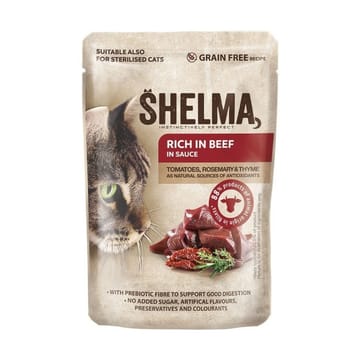SHELMA Rich in beef in sauce - šlapias kačių maistas - 85g