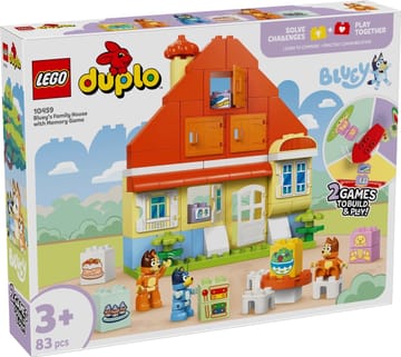 LEGO BLUEY 10459 Bluey's Family House su atminties žaidimu