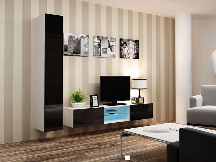 Cama VIGO 21 BI/CZ svetainės sekcija Spinta daiktams ir garso / vaizdo technikai laikyti