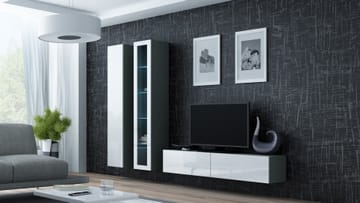 Cama VIGO 10 SZ/BI svetainės sekcija Spinta daiktams ir garso / vaizdo technikai laikyti
