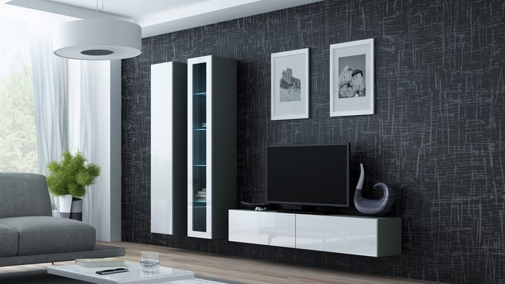 Cama VIGO 10 SZ/BI svetainės sekcija Spinta daiktams ir garso / vaizdo technikai laikyti