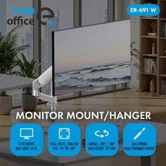 „Ergo Office“ monitoriaus laikiklis / pakaba, dujinė spyruoklė, 17–32 coliai, 1–10 kg, matinė balta spalva, maks. VESA 100x100, ER-691 W 4