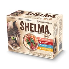 SHELMA with salmon, cod, chicken and beef in sauce - šlapias kačių maistas - 12x85g 1