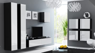 Cama VIGO 24 CZ/BI svetainės sekcija Spinta daiktams ir garso / vaizdo technikai laikyti