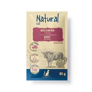 NATURAL Jautiena su kalakutiena - drėgnas pašaras katėms - 85g
