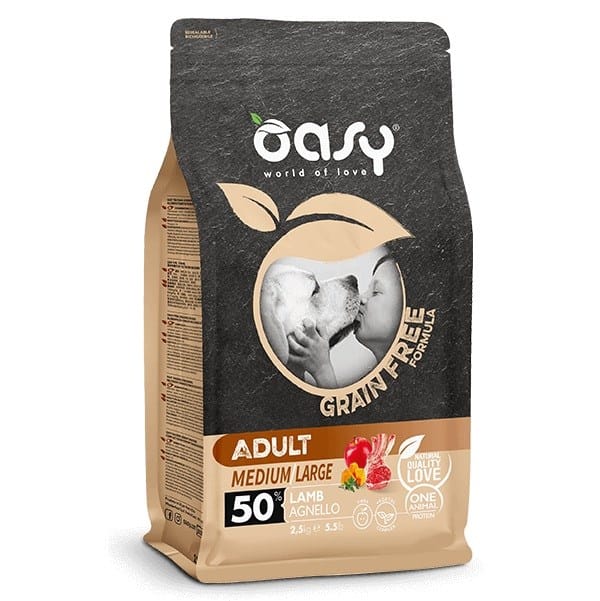 OASY Grain free Adult Medium/Large Lamb - sausas maistas šunims - 12kg