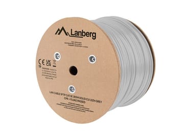 LAN KABELIS SFTP KAT.5E 305M VIENAGYSLIS CU LSZH PILKAS CPR + FLUKE PASSED LANBERG