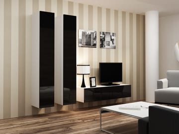 Cama VIGO 9 BI/CZ svetainės sekcija Spinta daiktams ir garso / vaizdo technikai laikyti