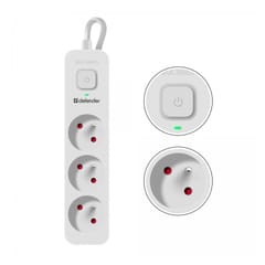 DEFENDER POWER STRIP 3 SLOTS 1,5M WHITE 99460 3