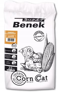 SUPER BENEK Corn Classic Kukurūzų kraikas katėms Natūralus, sulipęs 35 l