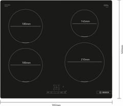 Bosch Serie 4 PUE611BB5E viryklė Juoda Įmontuoti 60 cm Indukcinė viryklė, padalyta į sritis 4 zone(s) 3