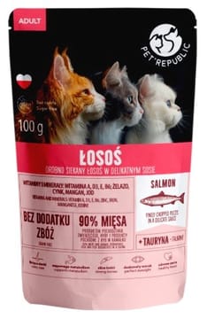 PET REPUBLIC Adult Lašiša smulkiai supjaustyta - drėgno kačių ėdalo- 100 g