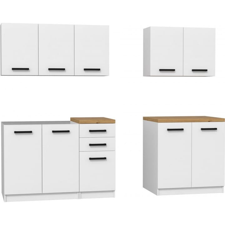 Topeshop KUCHNIA SET 200 BALTA virtuvės ir valgomojo baldų komplektas