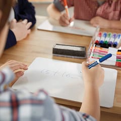 Baltos lentos sausų trinamų žymeklių rinkinys Paper mate + baltoji lenta + kempinėlė 6