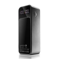 Išorinė baterija 27 000 mAh, 1× USB, 2× USB-C, 162,5 W, QC4+, integruotas žibintuvėlis, LCD ekranas, juoda 1