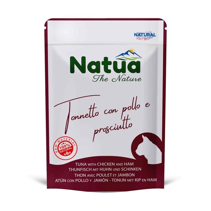 NATUA tunas ir vištiena su kumpiu - drėgnas pašaras katėms - 70g