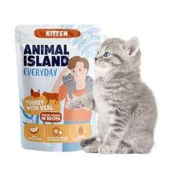 ANIMAL ISLAND Everyday Kitten Turkey with veal in broth - šlapias kačių maistas - 85g 2