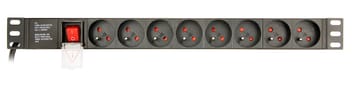 EnerGenie EG-PDU-014-F maitinimo skirstytuvas (8 FR lizdai, 1U, 16A, Schuko kištukas, 3m, juoda spalva)