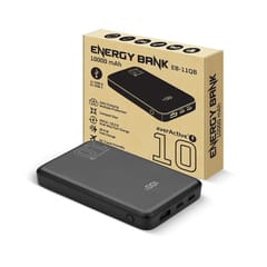 Išorinė baterija 10 000 mAh, 1× USB, 2× USB-C, 20 W, QC4+, LCD ekranas, juoda 4