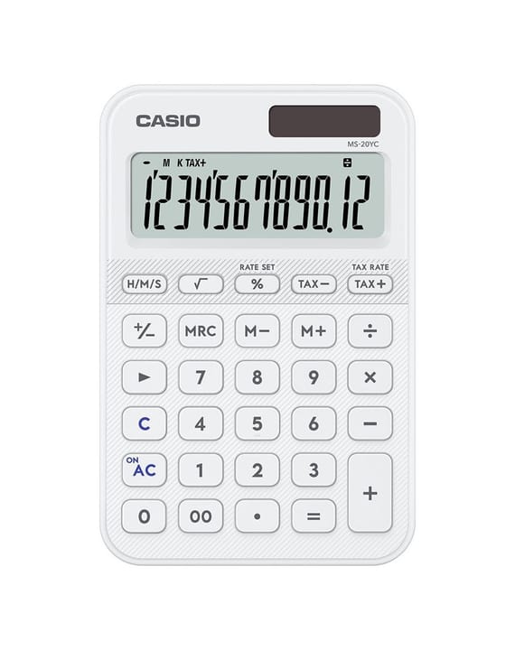 Casio MS-20YC-WE skaičiuotuvas Desktopas Pagrindinis skaičiuotuvas Balta