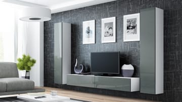 Cama VIGO 4 BI/SZ svetainės sekcija Spinta daiktams ir garso / vaizdo technikai laikyti