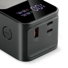 Išorinė baterija 27 000 mAh, 1× USB, 2× USB-C, 162,5 W, QC4+, integruotas žibintuvėlis, LCD ekranas, juoda 7