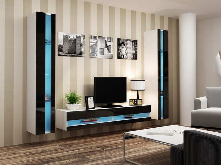Cama VIGO NEW3 BI/CZ svetainės sekcija Spinta daiktams ir garso / vaizdo technikai laikyti
