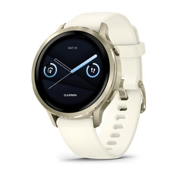 Garmin Venu 4 3,05 cm (1.2") AMOLED 41 mm Skaitmeninis 390 x 390 pikseliai Lietimui jautrus ekranas Auksas „Wi-Fi“ GPS (palydovinis)