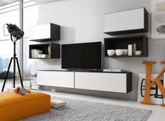 Cama ROCO3 CZ/CZ/BI svetainės sekcija Spinta daiktams ir garso / vaizdo technikai laikyti