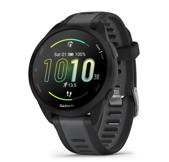 Garmin Forerunner 165 3,05 cm (1.2") AMOLED 43 mm Skaitmeninis 390 x 390 pikseliai Lietimui jautrus ekranas Juoda GPS (palydovinis)