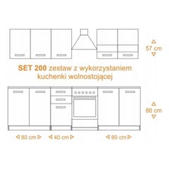Topeshop KUCHNIA SET 200 BALTA virtuvės ir valgomojo baldų komplektas 2