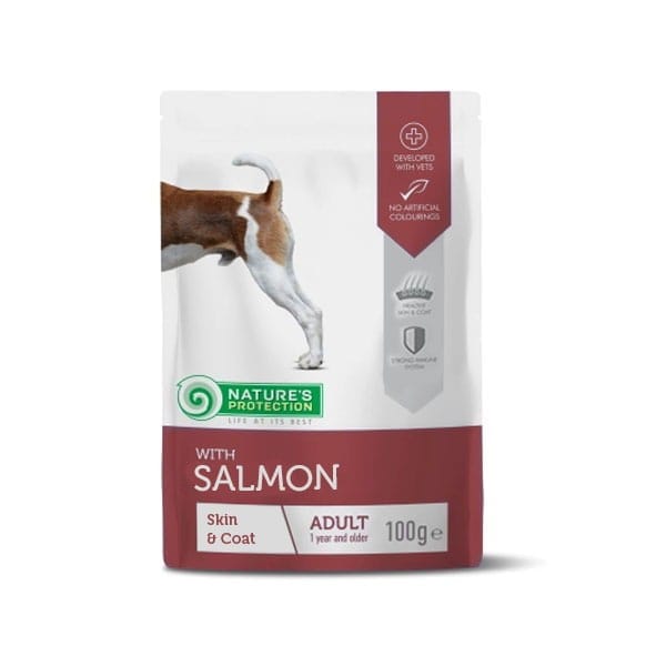 GAMTOS APSAUGA Suaugusioms lašišoms - šlapias šunų maistas - paketėlis - 100 g