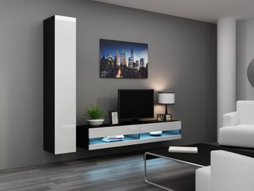 Cama VIGO NEW9 CZ/BI svetainės sekcija Spinta daiktams ir garso / vaizdo technikai laikyti