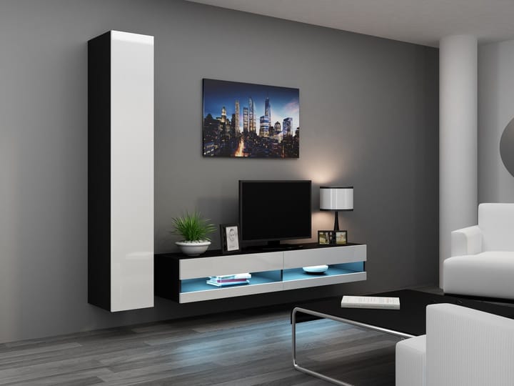 Cama VIGO NEW9 CZ/BI svetainės sekcija Spinta daiktams ir garso / vaizdo technikai laikyti