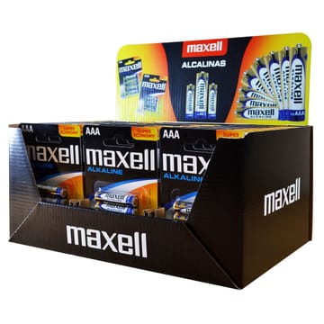 Maxell šarminės baterijos LR03 AAA, 4 vnt. pakuotė (30 blisterinių pakuočių / 120 vnt. baterijų)
