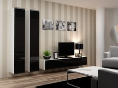 Cama VIGO 4 BI/CZ svetainės sekcija Spinta daiktams ir garso / vaizdo technikai laikyti 2